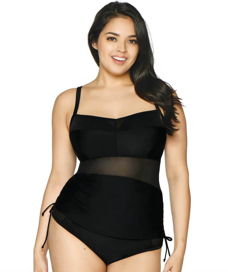 Curvy Kate Sheer Class Balcony Tankini Top - Black Swim 