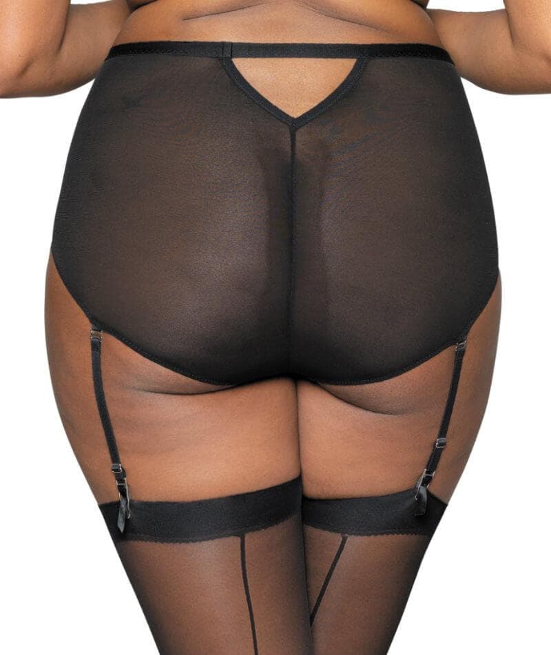 Curvy Kate Sparks Fly High Waist Suspender Brief - Black/Silver Knickers 