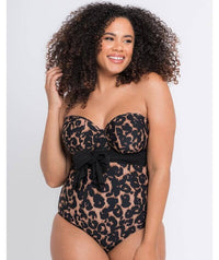 Curvy Kate Wrapsody Bandeau One Piece Swimsuit - Leopard Print Swim 