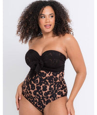 Curvy Kate Wrapsody Bandeau One Piece Swimsuit - Leopard Print Swim 