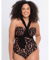 Curvy Kate Wrapsody Bandeau One Piece Swimsuit - Leopard Print Swim 