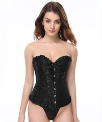 Curvy Lingerie Online Sexy Floral Corset Top - Black Corsets 