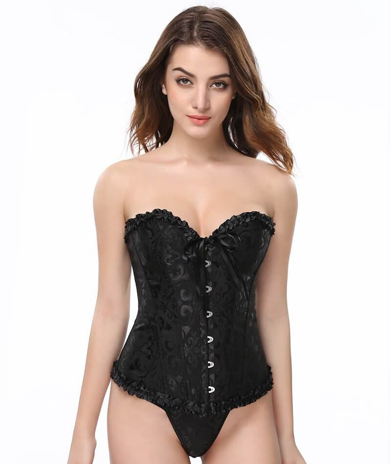 GIRL CORE DROP  small black corset style patterned lingerie top