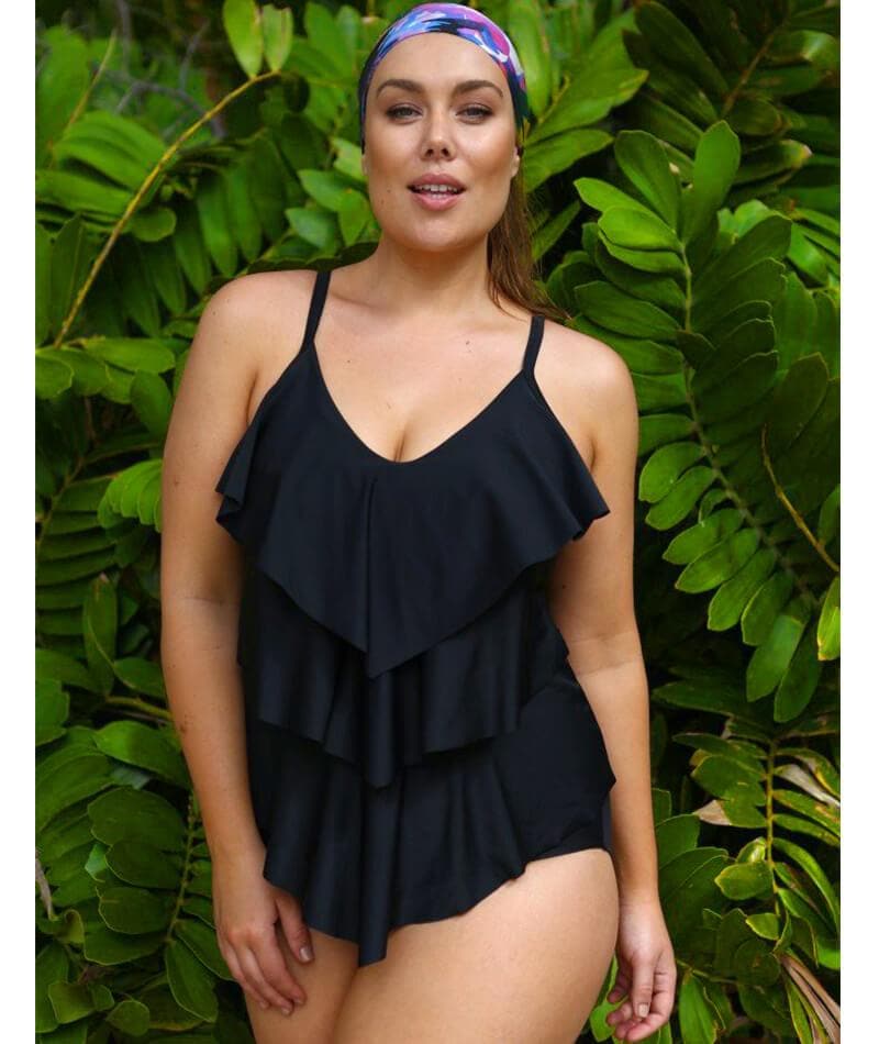 Capriosca 3 Tier One Piece - Metallic Black Swim 