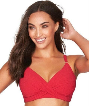 Sea Level Riviera Rib Twist Front DD-E Cup Bikini Top - Red Swim 8 