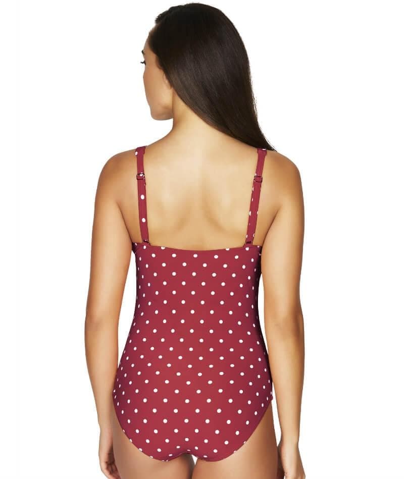 Sea Level Retro Spot Cross Front B-DD Cup One Piece Swimsuit - Berry Swim 