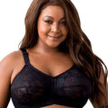 Elila Embroidered Lace Wire-Free Bra - Black