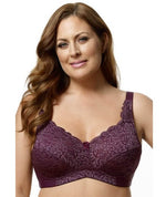 Elila Stretch Lace Non-Underwired Bra - Plum Bras 14D Plum 