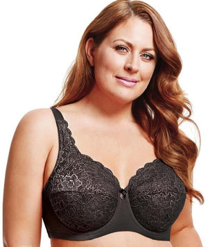 Elila Full Coverage Stretch Lace Underwired Bra - Black Bras 12DD Black 