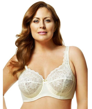 Elila Full Coverage Stretch Lace Underwired Bra - Ivory Bras 12DD Ivory 