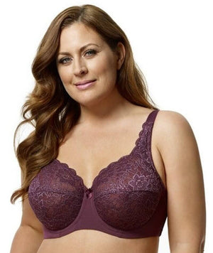 Elila Full Coverage Stretch Lace Underwired Bra - Plum Bras 12DD Plum 