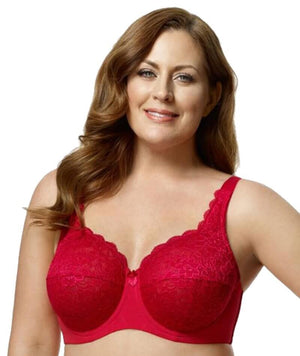 Elila Full Coverage Stretch Lace Underwired Bra - Red Bras 