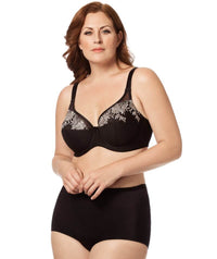 Elila Embroidered Microfiber Underwired Bra - Black Silver Bras 