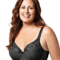 Elila Embroidered Microfiber Underwired Bra - Black