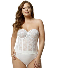 Elila Underwired Lace Strapless Longline Bra - White Corsets 