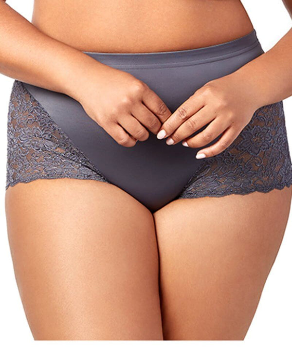 Elila Cheeky Stretch Lace Brief - Grey - Curvy