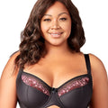 Elila Swiss Embroidered Underwire Balcony Bra - Black