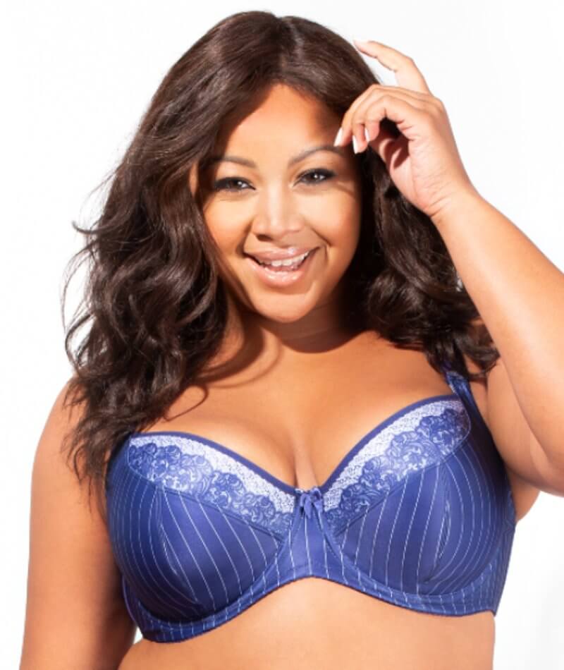 Elila Printed Balcony Underwire Bra - Bluewhite Bras 12E Bluewhite 