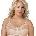 Exquisite Form Fully Soft Cup Wire-Free Bra With Embroidered Mesh - Nude