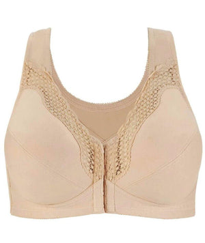 Exquisite Form Fully Front Close Wire-Free Cotton Posture Bra With Lac ...