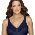 Exquisite Form Fully Front Close Wire-Free Posture Bra With Lace - Navy