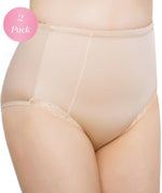 Exquisite Form Control Top Lace Shaping Brief 2 Pack - Nude Shapewear 