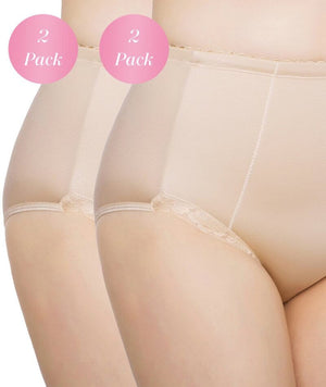 Exquisite Form Control Top Lace Shaping Brief 2 Pack - Nude Shapewear 