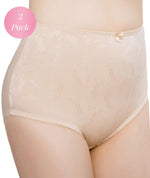 Exquisite Form Floral Jacquard Shaping Brief 2 Pack - Nude Shapewear 