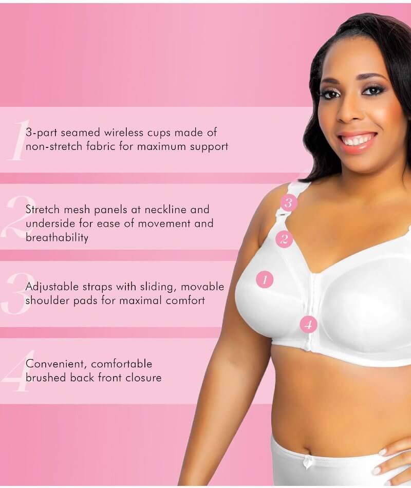 Exquisite Form #9601000 FULLY Seamless Full-Coverage Bra, Wire-Free, Front  Closure, Available Sizes - M - 3XL 