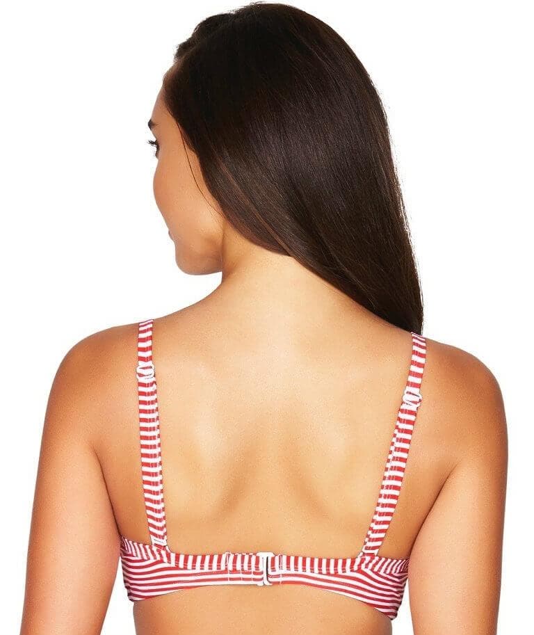 Sea Level Sorrento Stripe Cross Front Moulded Underwire D-DD Cup Bikini Top - Red Swim 