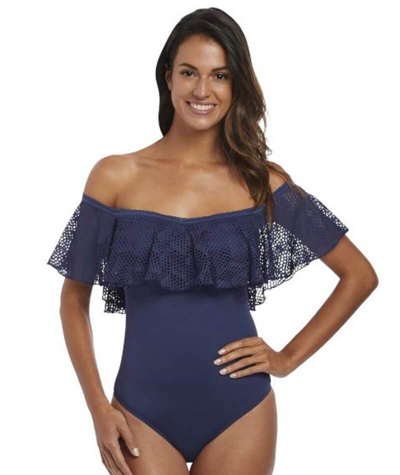 Fantasie Swim Marseille Underwire Bardot Full Piece Suit - Twilight Swim 10D Twilight 