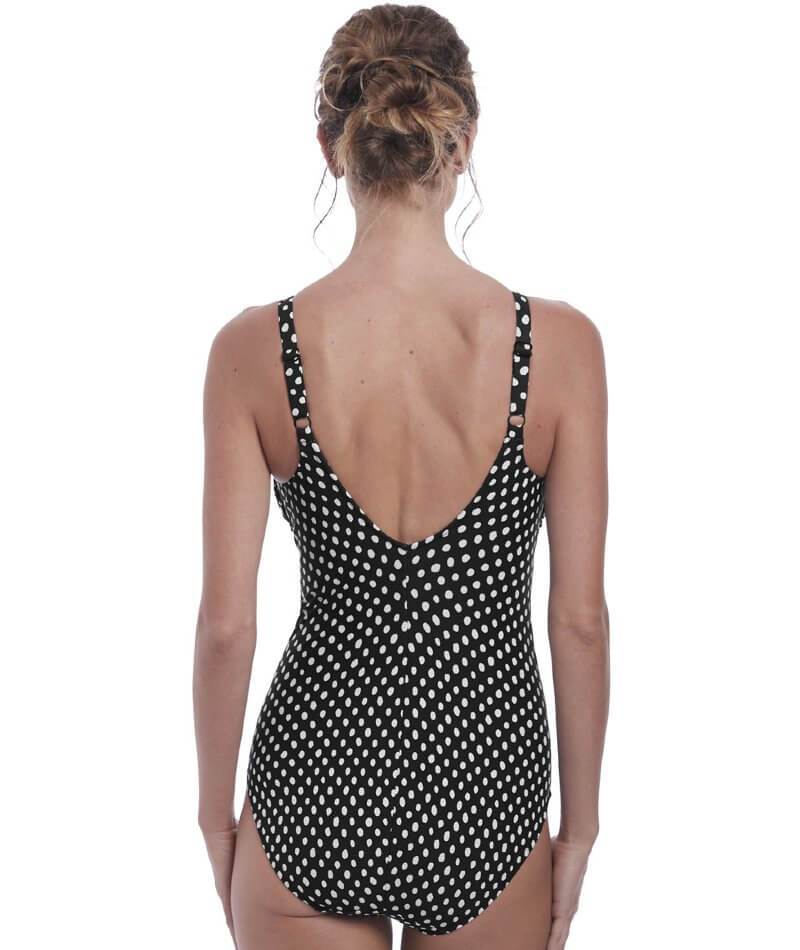 Fantasie Swim Santa Monica Underwired Twist Front One Piece Swimsuit - Black & White Swim 