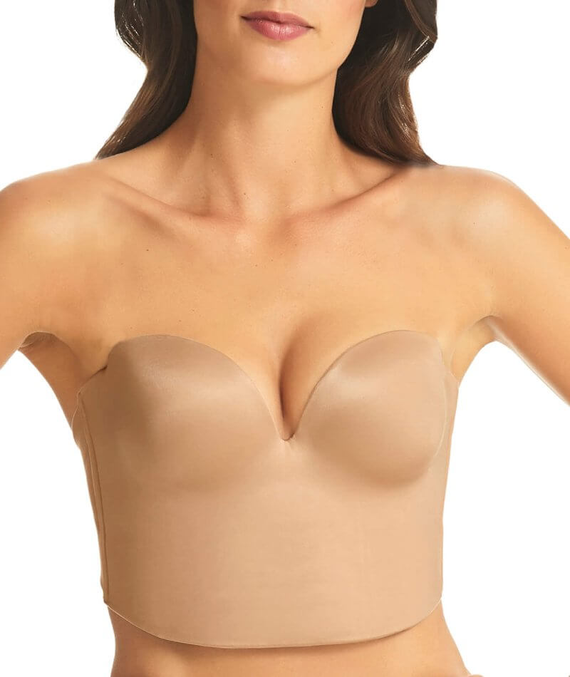 Fine Lines Women's Refined Strapless Plunge Bustier - Nude - Size 16D