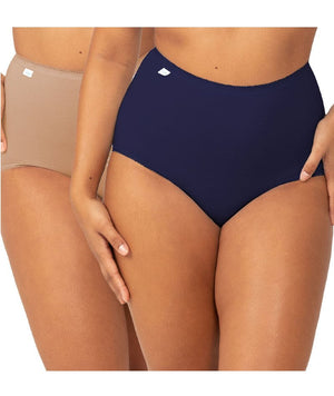 Sloggi Maxi Brief 2 Pack - Blusher Beige/Navy Knickers 