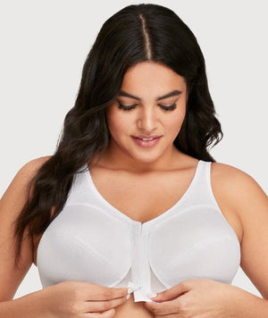 Glamorise MagicLift Front-Closure Posture Back Wire-free Bra - White Bras 