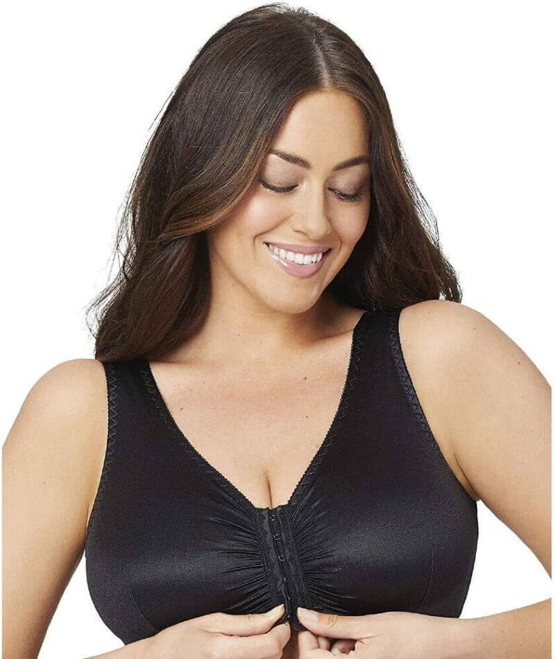 Glamorise Front Closure Non-Underwired Leisure Bra - Black Bras 