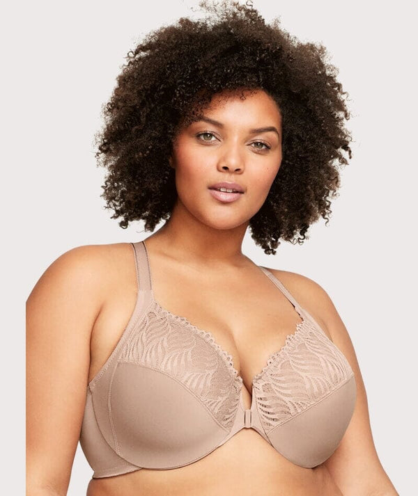 Glamorise MagicLift Front-Closure Wire-free Posture Back Bra - Cafe