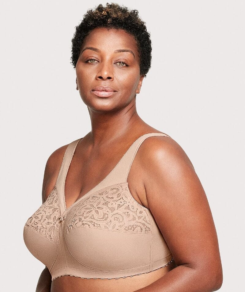 Glamorise Magiclift Cotton Support Wire-Free Bra - Cafe - Curvy