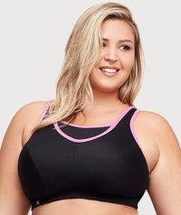 Glamorise No-Bounce Camisole Sports Bra - Black/Pink Bras 