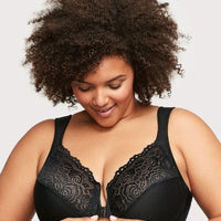 Glamorise WonderWire Front-Closure Bra - Black