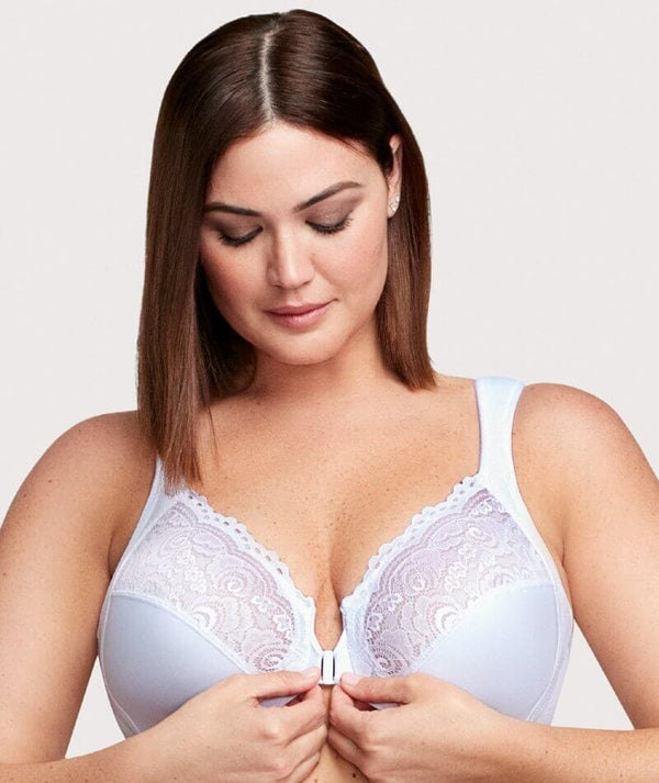 White Front Closing Bras - Curvy