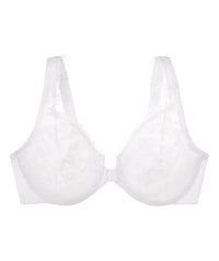 Glamorise WonderWire Front-Closure Stretch Lace Bra - White Bras 