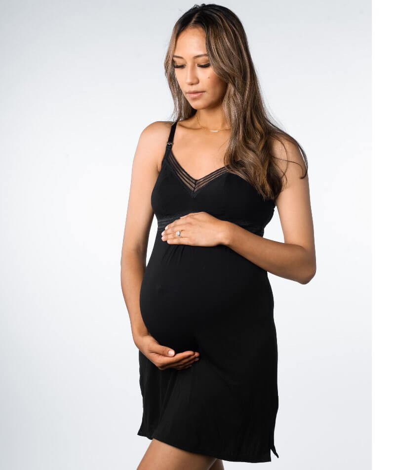 Hotmilk Dream Regular Fit Maternity And Nursing Nightie Black Curvy