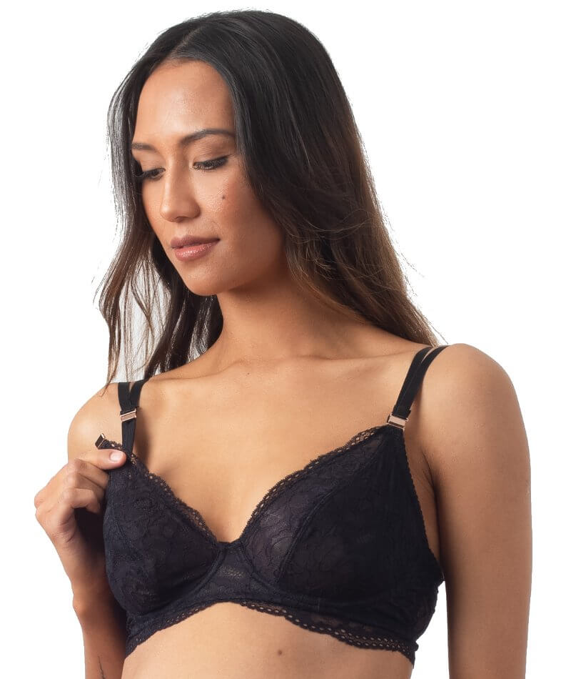 Hotmilk Heroine Plunge Nursing Bra - Black Bras 