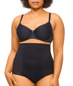 Nancy Ganz Solid & Sheer High Waisted Brief - Black Shapewear 