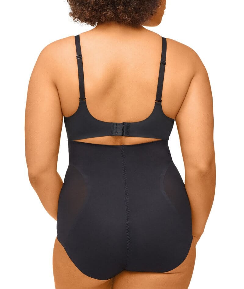 Nancy Ganz Solid & Sheer High Waisted Brief - Black Shapewear 