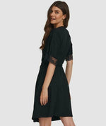 Oh!Zuza Lace Trim Robe - Black Sleep / Lounge 