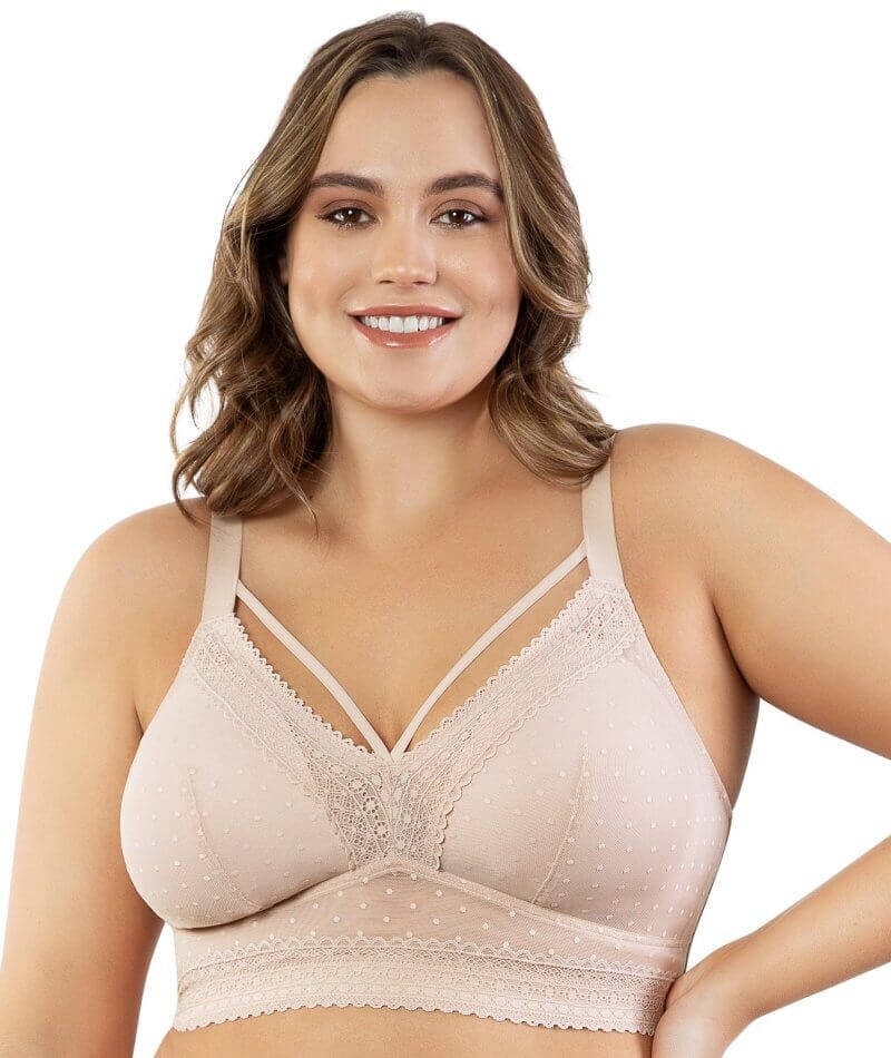 Parfait Mia Dot Wire-free Longline Padded Lace Bralette - Cameo Rose Bras 