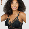 Parfait Mia Wire-Free Longline Padded Lace Bralette - Black