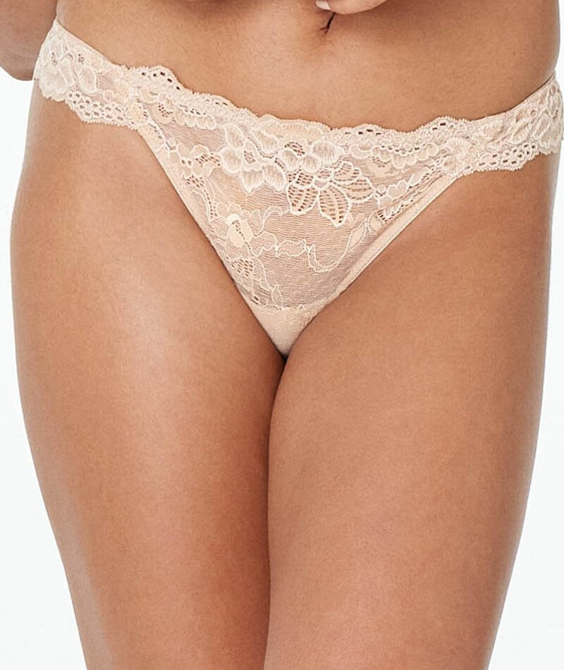 Pleasure State My Fit Lace Thong Brief - Frappe - Curvy